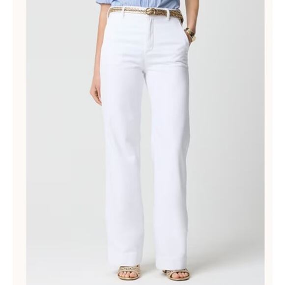 NWT J. Crew Wide Leg White Drapey Denim Trouser Size 29 - Picture 1 of 11